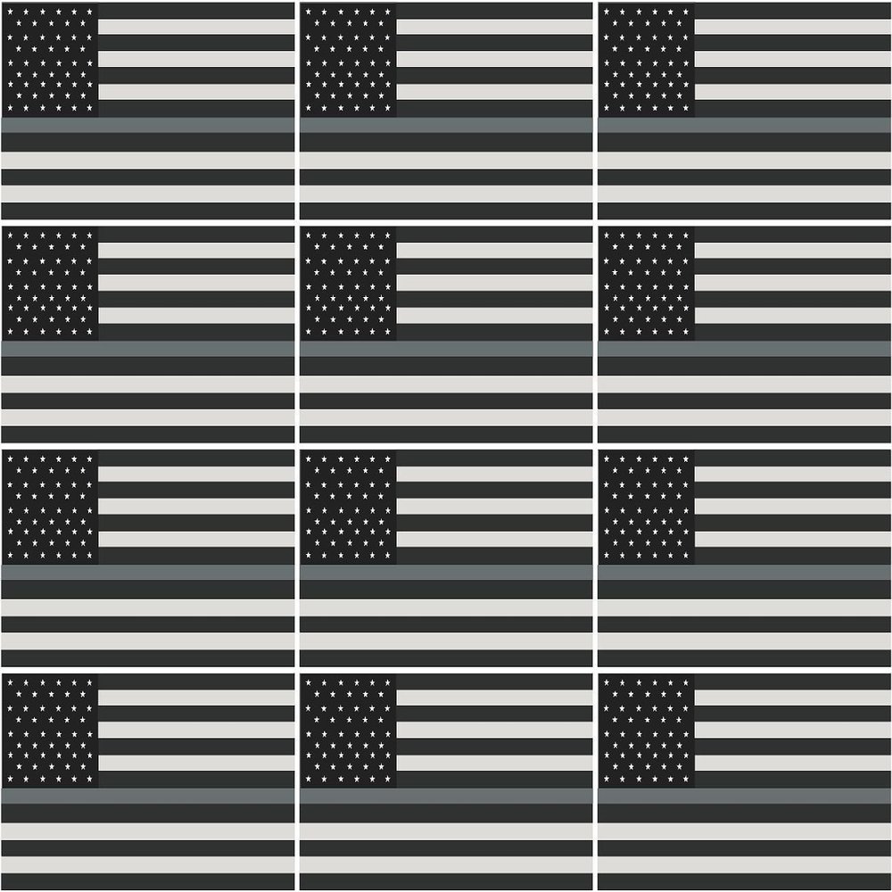12-2" Thin Silver Line Subdued American Flag Decal Sticker Corrections Guard R