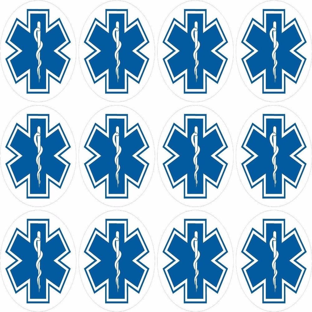 12-1" Star of Life EMS Emergency Response Stickers