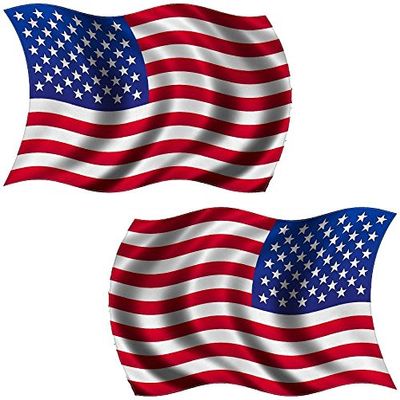 2-3" x 1.8" American US United States Flag Decal Waving Set USA Sticker car RL