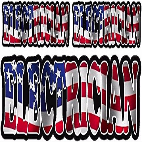 3 - Electrician American Flag Decal Pack USA United States Hard Hat Sticker 6"