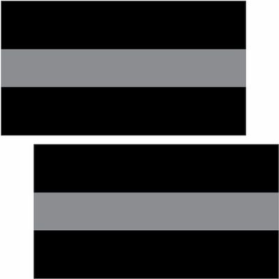 2-3" Black with Thin Silver Line Flag Decal Corrections Officer Guard Sticker