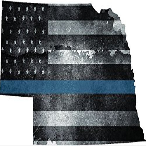 LPF USA 5" NE Nebraska State Thin Blue Line Tattered American Flag Police Sticker