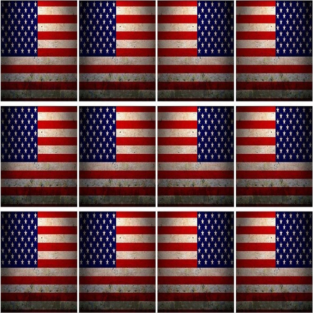 12-2" American Grunge Flag US USA United States Hard Hat Helmet Sticker RH LH