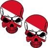 2-3" Scuba Dive Diver Skull Set Vinyl Car Sticker Decal Window view 1