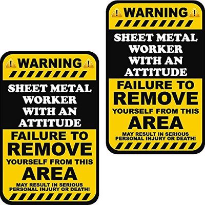 2-3" Sheet Metal Worker Warning Decal Set Metalworking Hard Hat Sticker WS2
