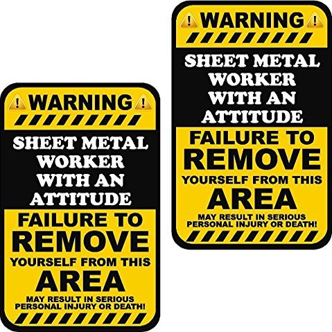 2-3" Sheet Metal Worker Warning Decal Set Metalworking Hard Hat Sticker WS2