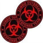 2-3"x 3" Zombie Outbreak Response Unit Decal Set Red Black Team Window Sticker