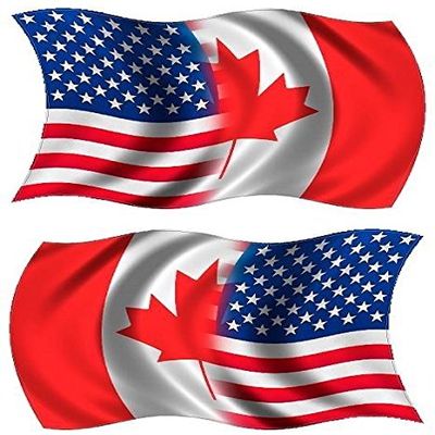 2-5" American Canadian Canada Waving Wavy Flag Decal USA US Sticker RL