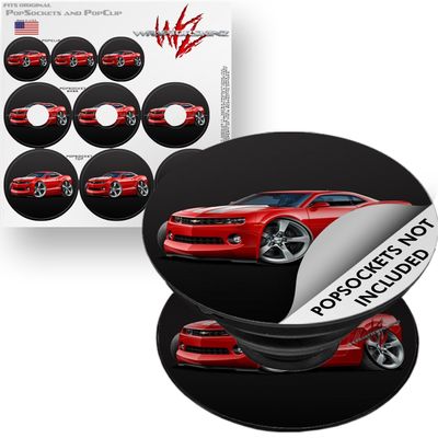 Decal Style Vinyl Skin Wrap 3 Pack for PopSockets 2010 Camaro RS Red (POPSOCKET NOT Included) by WraptorSkinz