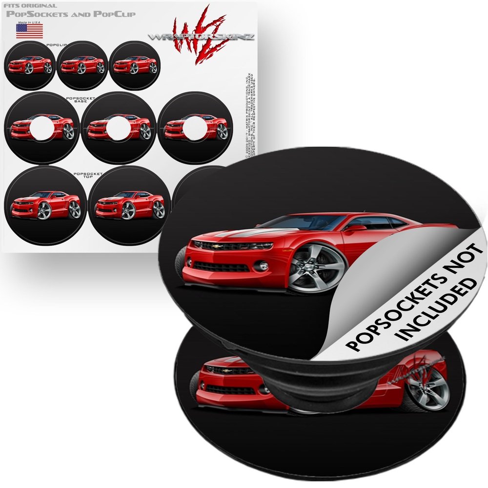 Decal Style Vinyl Skin Wrap 3 Pack for PopSockets 2010 Camaro RS Red (POPSOCKET NOT Included) by WraptorSkinz