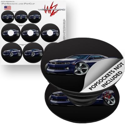 Decal Style Vinyl Skin Wrap 3 Pack for PopSockets 2010 Camaro RS Blue Dark (POPSOCKET NOT Included) by WraptorSkinz