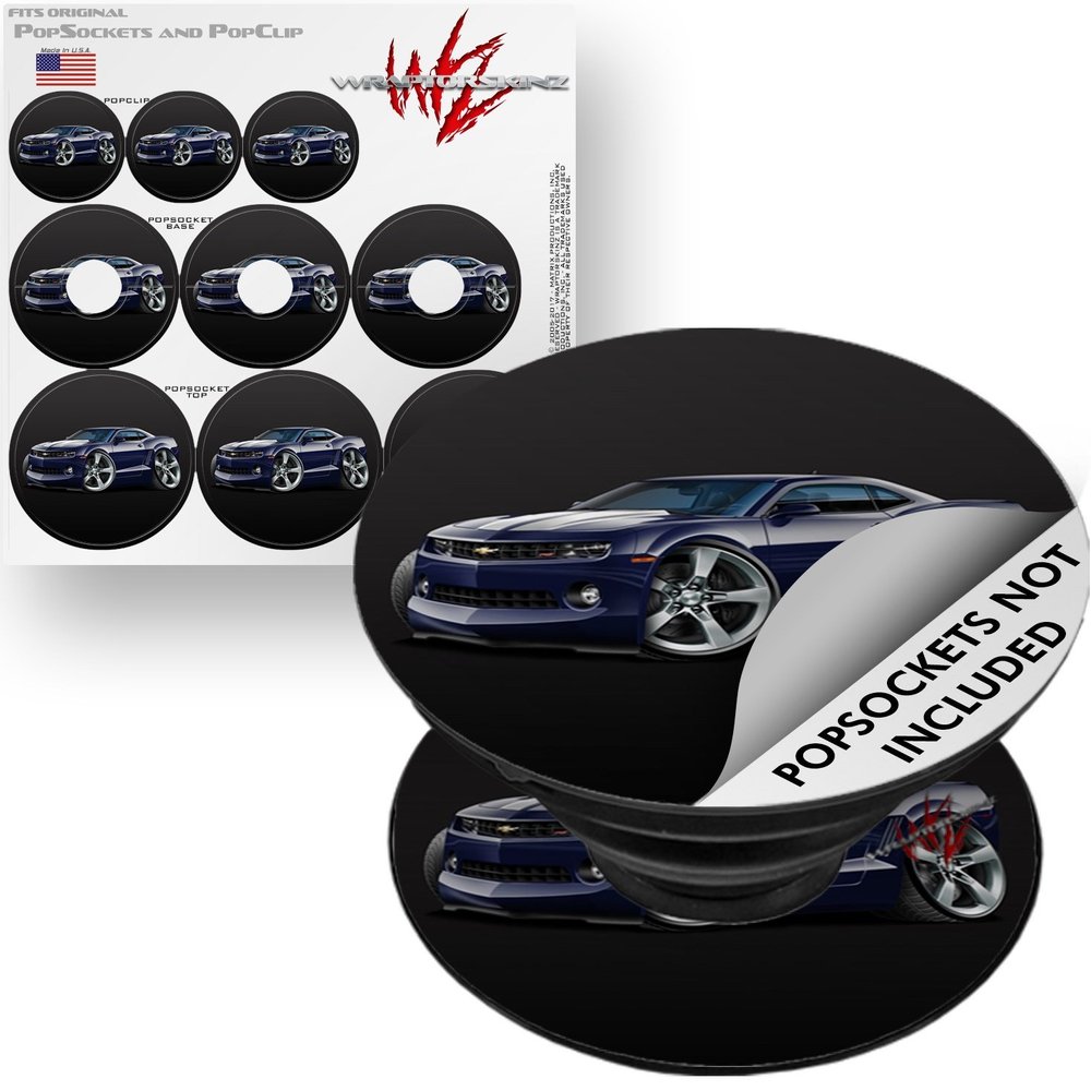 Decal Style Vinyl Skin Wrap 3 Pack for PopSockets 2010 Camaro RS Blue Dark (POPSOCKET NOT Included) by WraptorSkinz