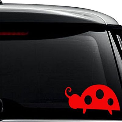 Cute Ladybug Ladybird Beetle Decal Sticker For Use On Laptop, Helmet, Car, Truck, Motorcycle, Windows, Bumper, Wall, and Decor Size- [10 inch] / [25 cm] Wide / Color- Matte White