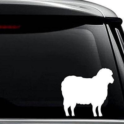 Sheep Animal Farm Decal Sticker For Use On Laptop, Helmet, Car, Truck, Motorcycle, Windows, Bumper, Wall, and Decor Size- [10 inch] / [25 cm] Wide / Color- Matte White