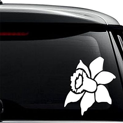 Daffodil Flower Decal Sticker For Use On Laptop, Helmet, Car, Truck, Motorcycle, Windows, Bumper, Wall, and Decor Size- [12 inch] / [30 cm] Wide / Color- Matte Black