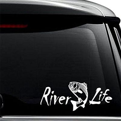 River Life Trout Fishing Decal Sticker For Use On Laptop, Helmet, Car, Truck, Motorcycle, Windows, Bumper, Wall, and Decor Size- [12 inch] / [30 cm] Wide / Color- Matte Black