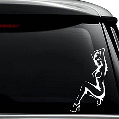 Sexy Nude Girl Decal Sticker For Use On Laptop, Helmet, Car, Truck, Motorcycle, Windows, Bumper, Wall, and Decor Size- [15 inch] / [38 cm] Tall / Color- Matte White