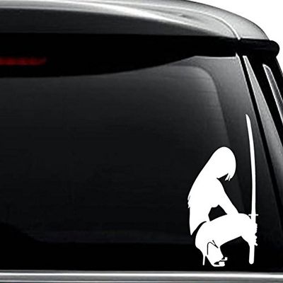 Sexy Samurai Girl Decal Sticker For Use On Laptop, Helmet, Car, Truck, Motorcycle, Windows, Bumper, Wall, and Decor Size- [8 inch] / [20 cm] Tall / Color- Matte Black