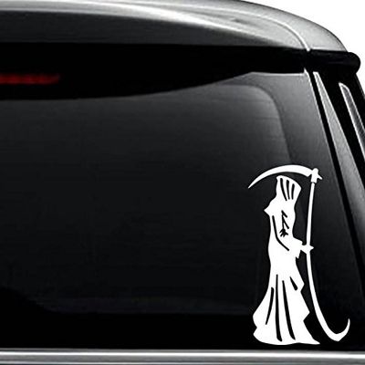 Grim Reaper Angel of Death Decal Sticker For Use On Laptop, Helmet, Car, Truck, Motorcycle, Windows, Bumper, Wall, and Decor Size- [6 inch] / [15 cm] Tall / Color- Matte White