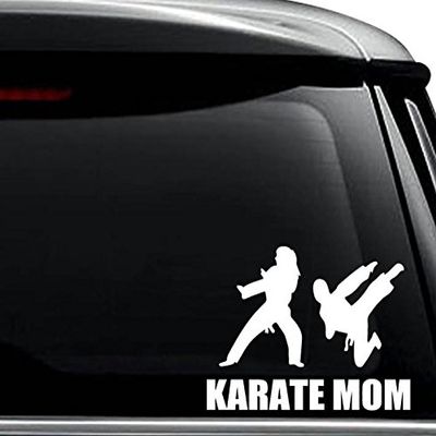 Karate Mom Decal Sticker For Use On Laptop, Helmet, Car, Truck, Motorcycle, Windows, Bumper, Wall, and Decor Size- [12 inch] / [30 cm] Wide / Color- Matte White