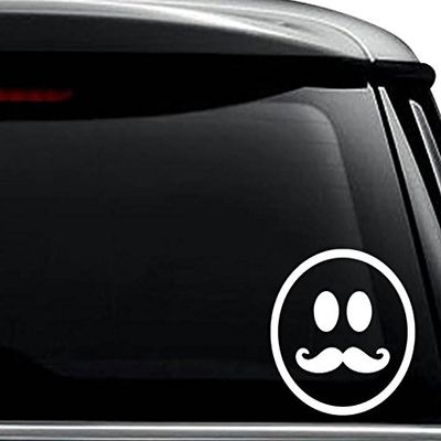 Smiley Handlebar Mustache Decal Sticker For Use On Laptop, Helmet, Car, Truck, Motorcycle, Windows, Bumper, Wall, and Decor Size- [12 inch] / [30 cm] Tall / Color- Matte Black