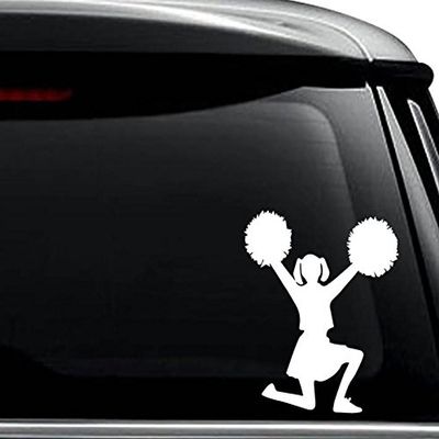 Cheerleader Girl Cheer Decal Sticker For Use On Laptop, Helmet, Car, Truck, Motorcycle, Windows, Bumper, Wall, and Decor Size- [15 inch] / [38 cm] Tall / Color- Matte Black