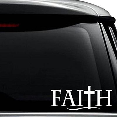 Faith Christian Cross Decal Sticker For Use On Laptop, Helmet, Car, Truck, Motorcycle, Windows, Bumper, Wall, and Decor Size- [6 inch] / [15 cm] Wide / Color- Matte Black