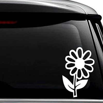 Daisy Flower Decal Sticker For Use On Laptop, Helmet, Car, Truck, Motorcycle, Windows, Bumper, Wall, and Decor Size- [6 inch] / [15 cm] Tall / Color- Matte White