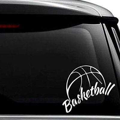 Basketball Sports Decal Sticker For Use On Laptop, Helmet, Car, Truck, Motorcycle, Windows, Bumper, Wall, and Decor Size- [12 inch] / [30 cm] Wide / Color- Matte Black