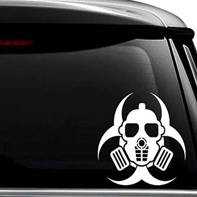 Gas Mask Biohazard Decal Sticker For Use On Laptop, Helmet, Car, Truck, Motorcycle, Windows, Bumper, Wall, and Decor Size- [6 inch] / [15 cm] Wide / Color- Matte Black
