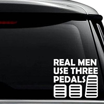 Real Men Use 3 Pedals JDM Japanese Decal Sticker For Use On Laptop, Helmet, Car, Truck, Motorcycle, Windows, Bumper, Wall, and Decor Size- [15 inch] / [38 cm] Wide / Color- Matte Black