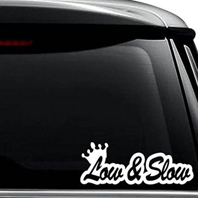 Low and Slow JDM Japanese Decal Sticker For Use On Laptop, Helmet, Car, Truck, Motorcycle, Windows, Bumper, Wall, and Decor Size- [15 inch] / [38 cm] Wide / Color- Matte White