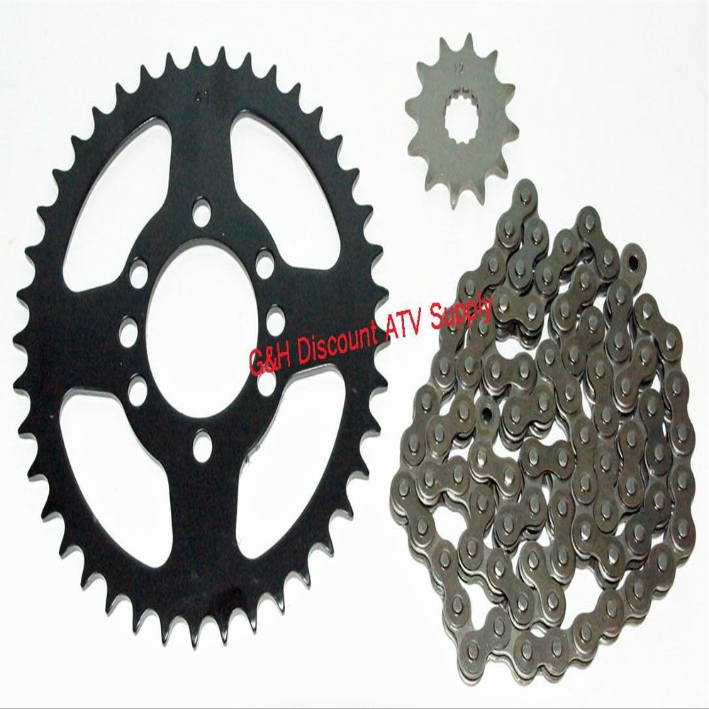 520x84 Chain, 12T Tooth Front Sprocket, 41T Tooth Rear Sprocket that is compatible with the 1985-1988 Suzuki 230S Quadsport ATVs