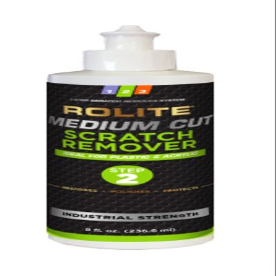 Rolite - RMCSR8z Medium Cut Scratch Remover (8 fl. oz.) for Plastic & Acrylic Surfaces Including Marine Strataglass & Eisenglass, Headlights, Aquariums