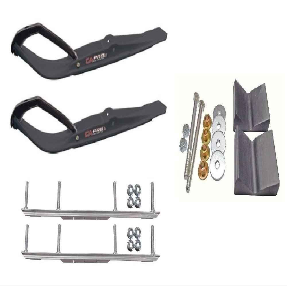 C&A Pro Black Razor Snowmobile Skis w/ 6" Shaper Bars Complete Kit Polaris Pro Ride Chassis Rush 2010-11