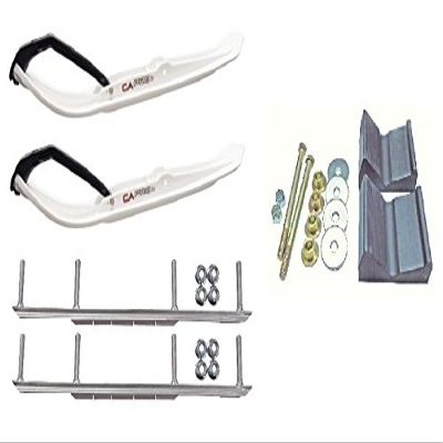C&A Pro White MTX Snowmobile Skis w/ 7.5" Shaper Bars Complete Kit Polaris Fusion IQ