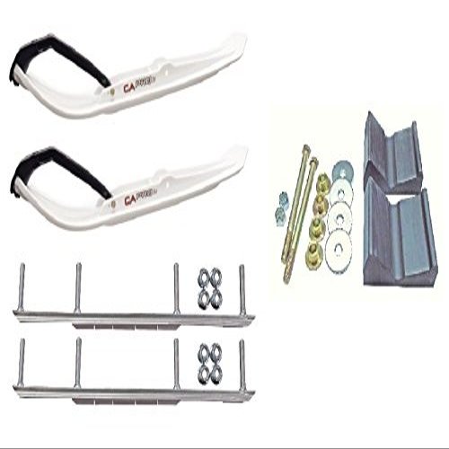 C&A Pro White MTX Snowmobile Skis w/ 7.5" Shaper Bars Complete Kit Polaris Fusion IQ
