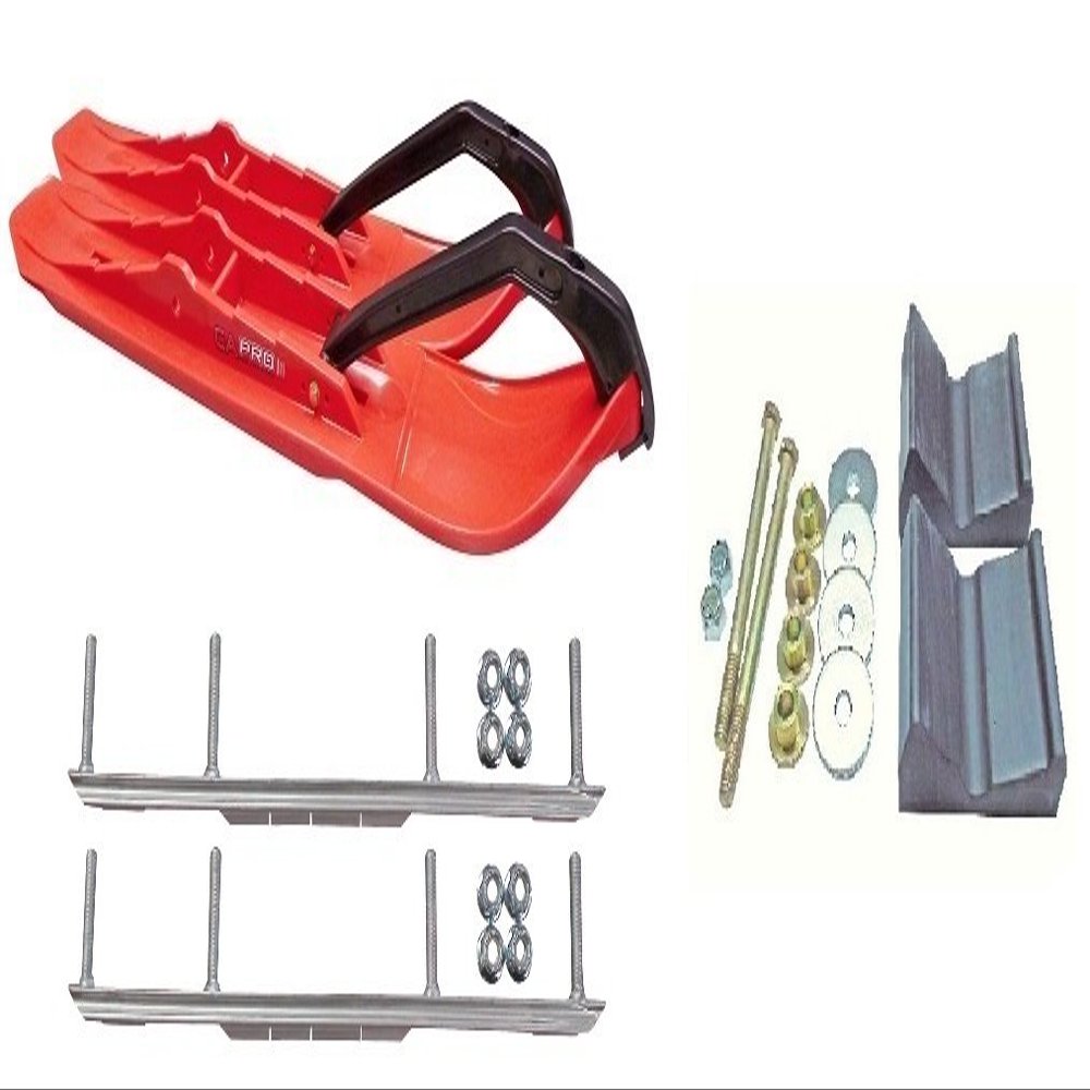 C&A Pro Red XCS Snowmobile Skis w/ 6" Shaper Bars Complete Kit Polaris Fusion IQ