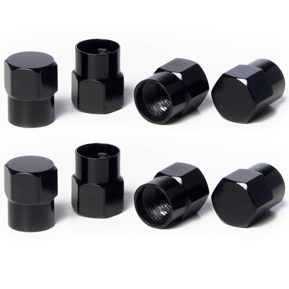 Circuit Performance VC3 Series Black Aluminum Valve Stem Caps (8 Pieces)