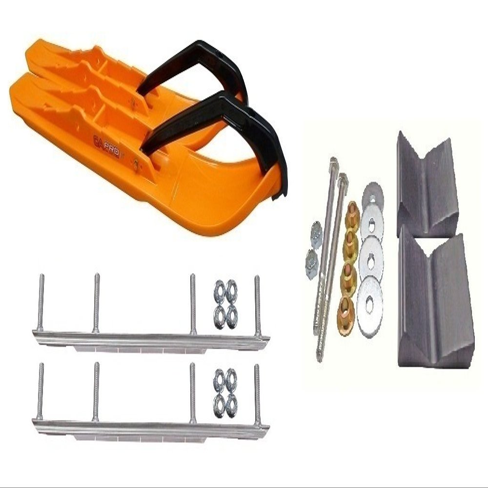 C&A Pro Orange XCS Snowmobile Skis w/ 9" Shaper Bars Complete Kit Polaris Pro Ride Chassis Rush 2010-11
