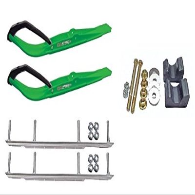 C&A Pro Green Razor Snowmobile Skis w/ 9" Shaper Bars Complete Kit Arctic Cat 2009 and ALL 2010-11