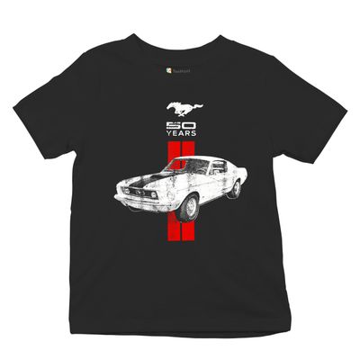 Ford Mustang 50 Years Women's Novelty T-Shrit GT Boss 302 Shelby Cobra Jet Tee Black Medium