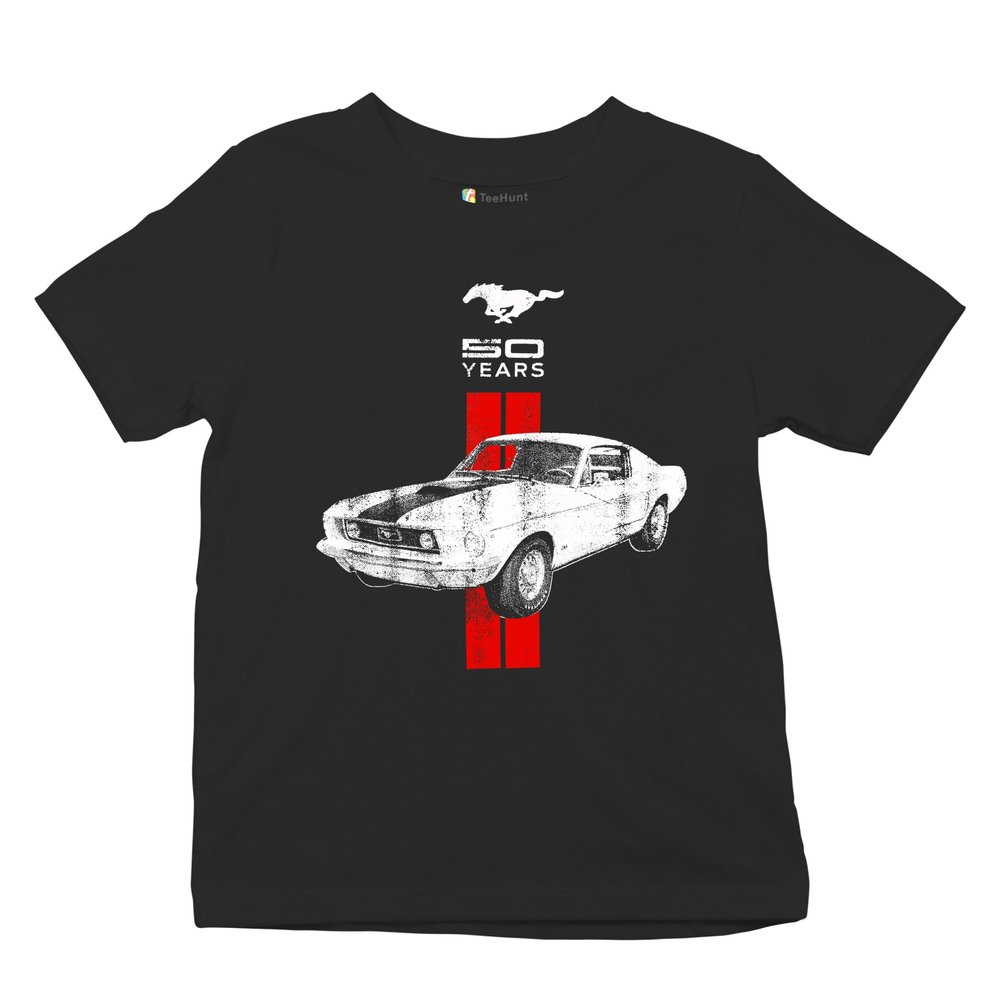 Ford Mustang 50 Years Women's Novelty T-Shrit GT Boss 302 Shelby Cobra Jet Tee Black Medium