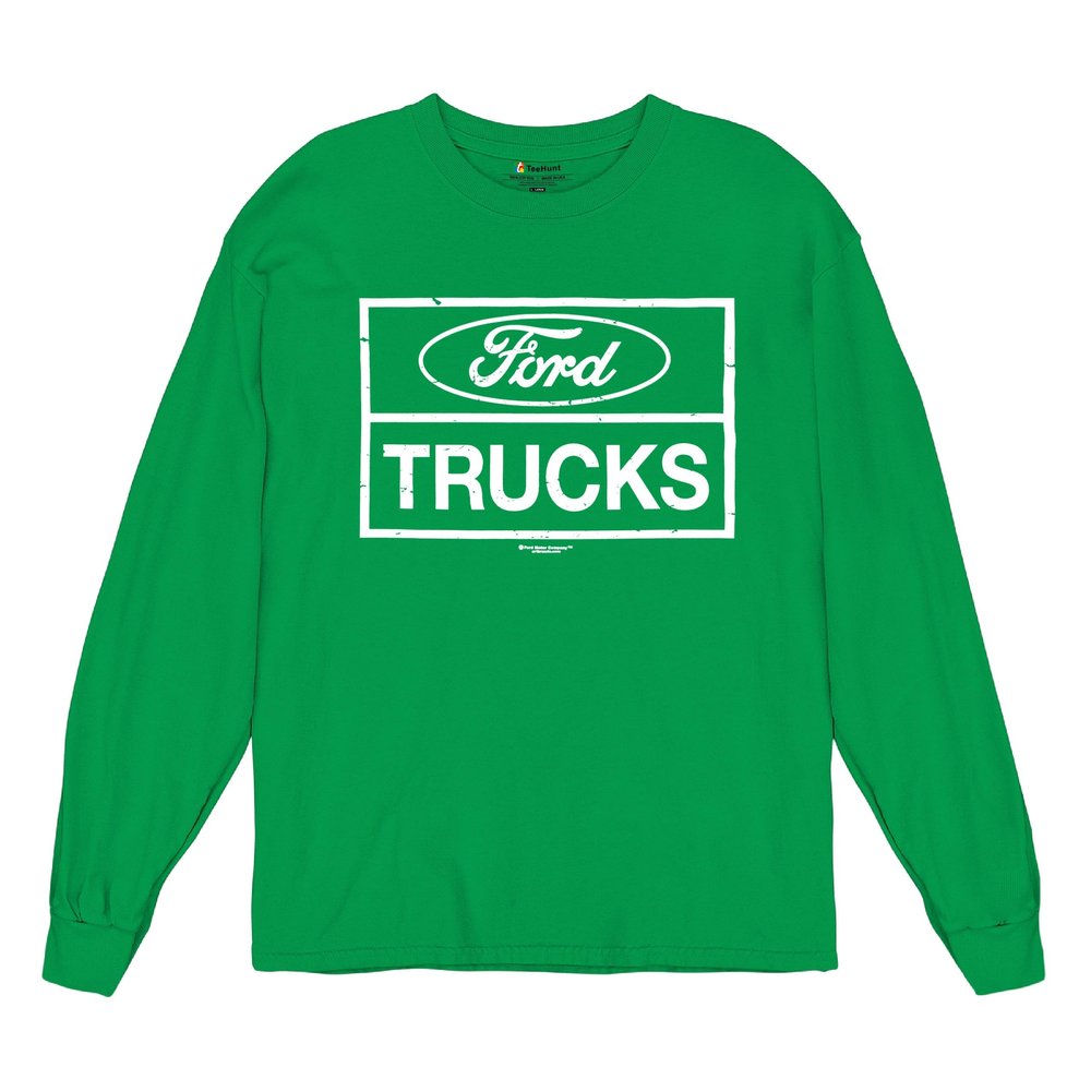 Distressed Ford Trucks Long Sleeve T-Shirt F150 American Pick Up Tee Green 3X-Large