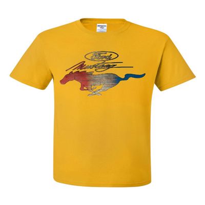 Ford Mustang Logo T-Shirt GT Shelby Cobra Boss 302 Muscle Men's Novelty Shirt Yellow XX-Large