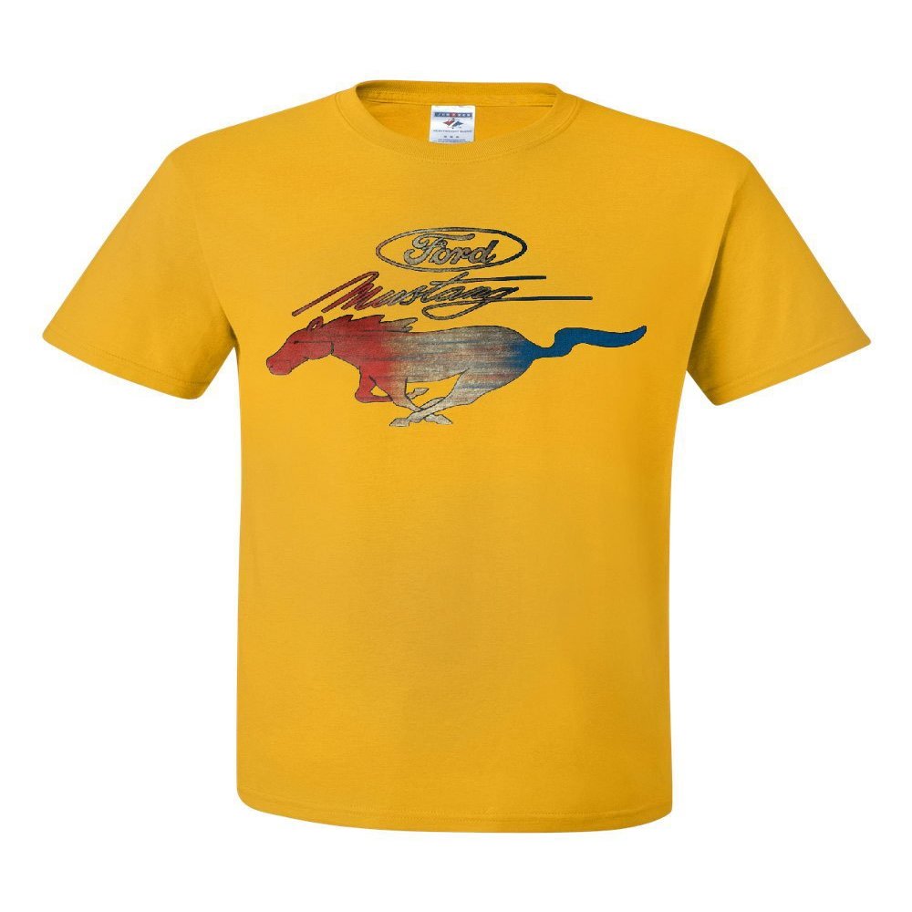 Ford Mustang Logo T-Shirt GT Shelby Cobra Boss 302 Muscle Men's Novelty Shirt Yellow XX-Large