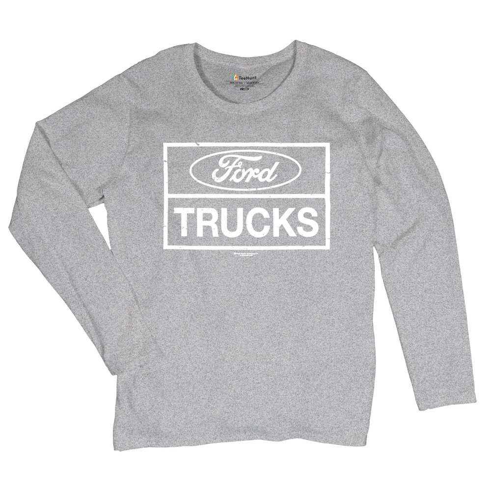 Distressed Ford Trucks Women's Long Sleeve T-Shirt F150 Grey Large