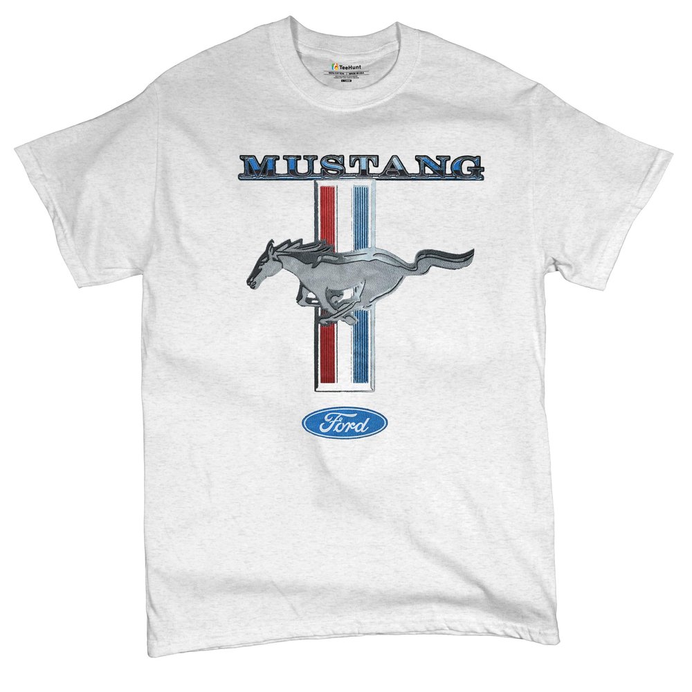 Ford Mustang Classic T-Shirt GT Cobra Boss 302 Mach 1 Cotton Tee Ash Gray XX-Large