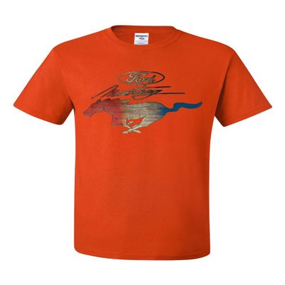 Ford Mustang Logo T-Shirt GT Shelby Cobra Boss 302 Muscle Men's Novelty Shirt Orange XX-Large