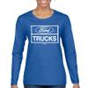 Distressed Ford Trucks Women's Long Sleeve T-Shirt F150 Royal Blue 3X-Large view 2
